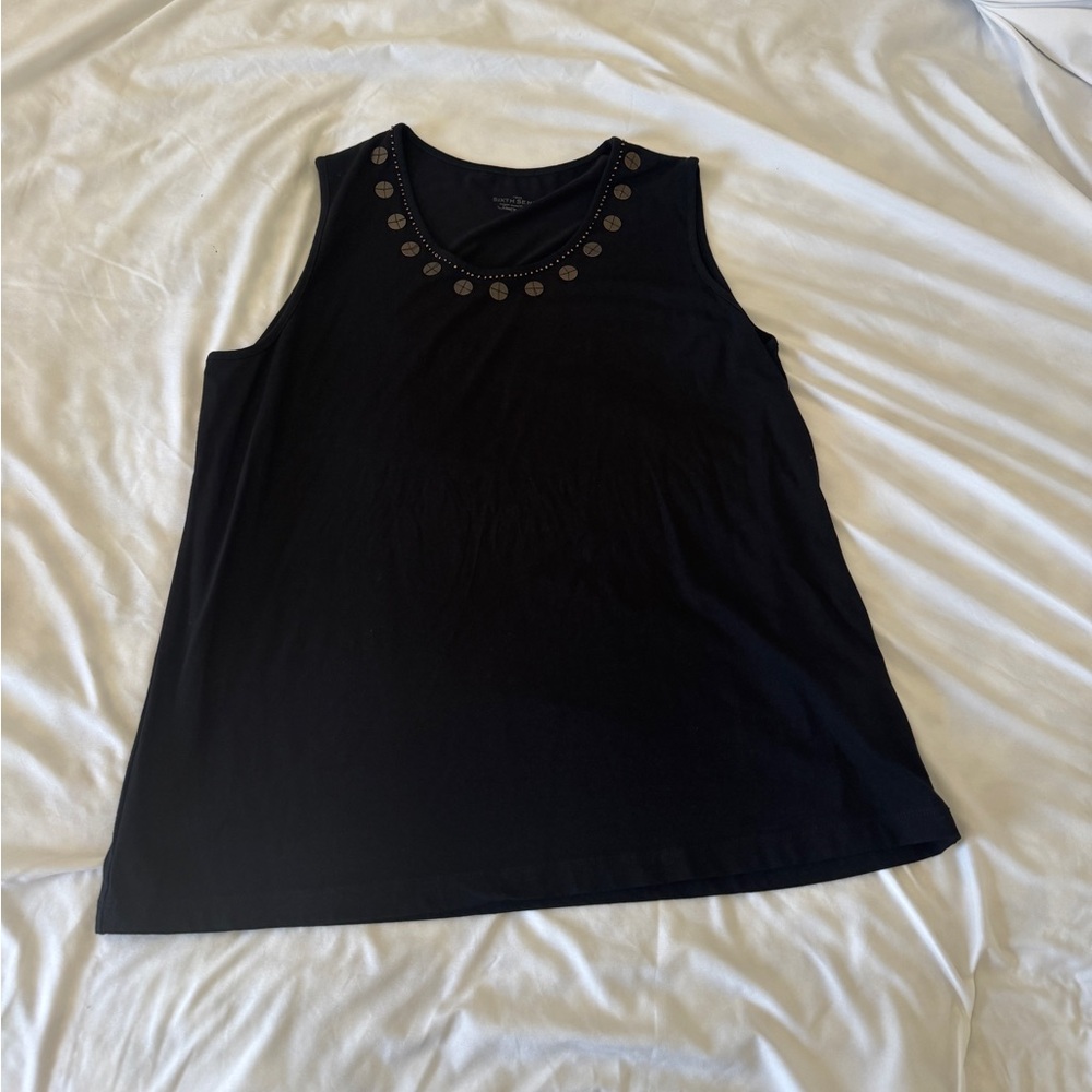 Your Sixth Sense by C&A Black Sleeveless Tank Top - Embellished Neckline Size L
